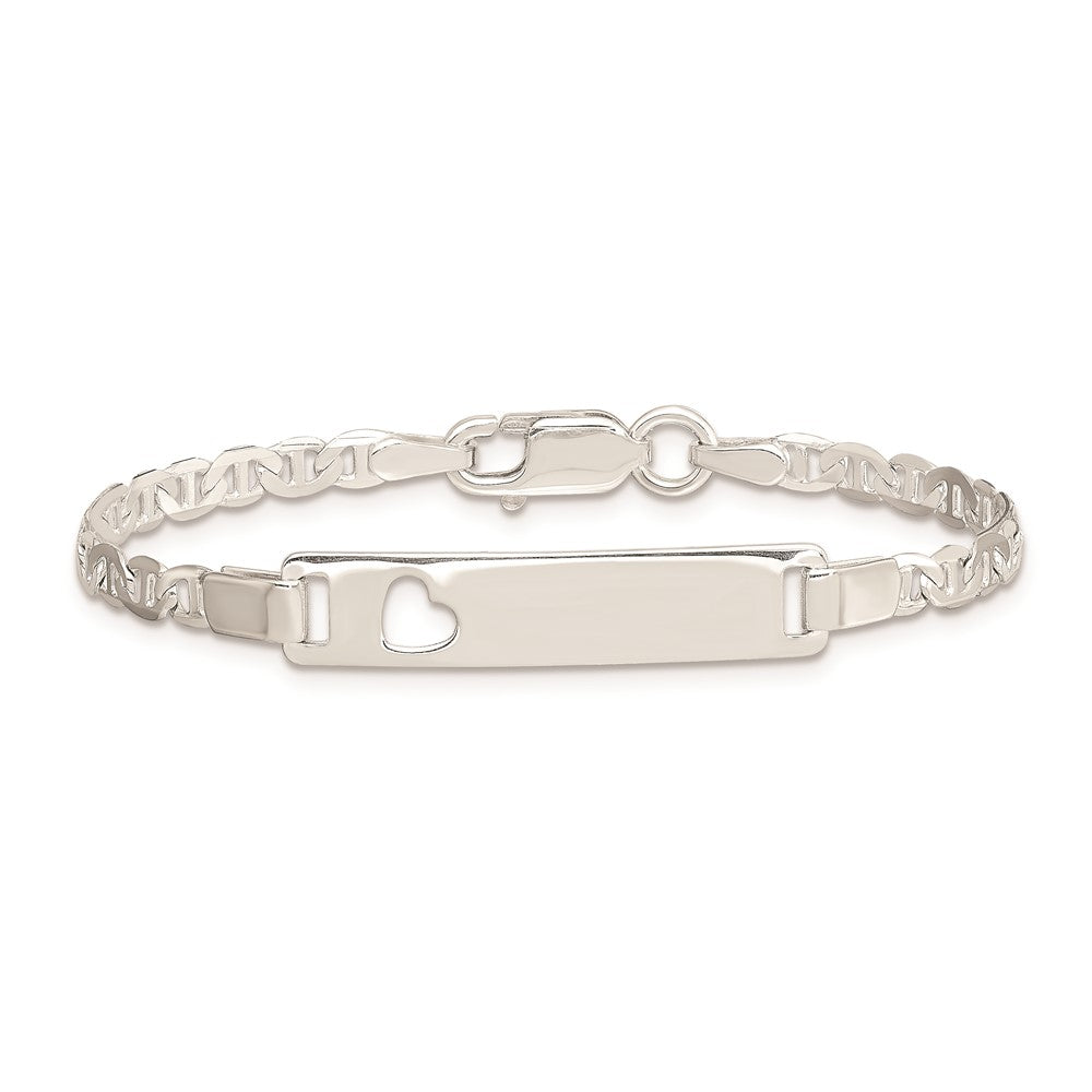 6 Zoll Sterlingsilber Baby Id mit Ausgeschnitten Herz Armband