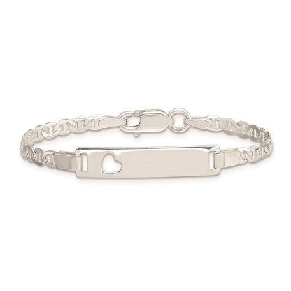 6 Zoll Sterlingsilber Baby Id mit Ausgeschnitten Herz Armband