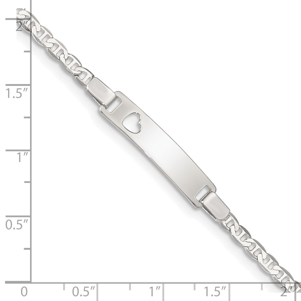 6 Zoll Sterlingsilber Baby Id mit Ausgeschnitten Herz Armband