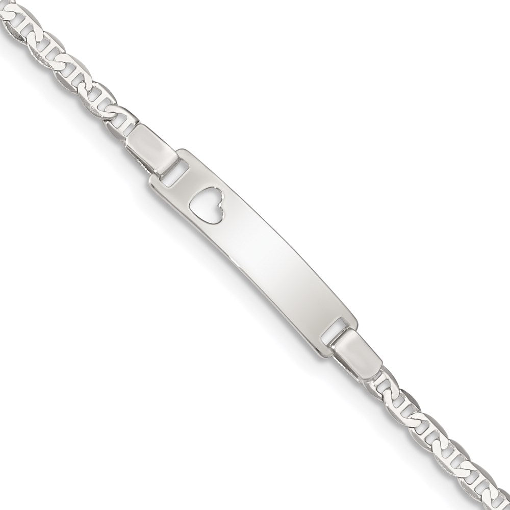6 Zoll Sterlingsilber Baby Id mit Ausgeschnitten Herz Armband