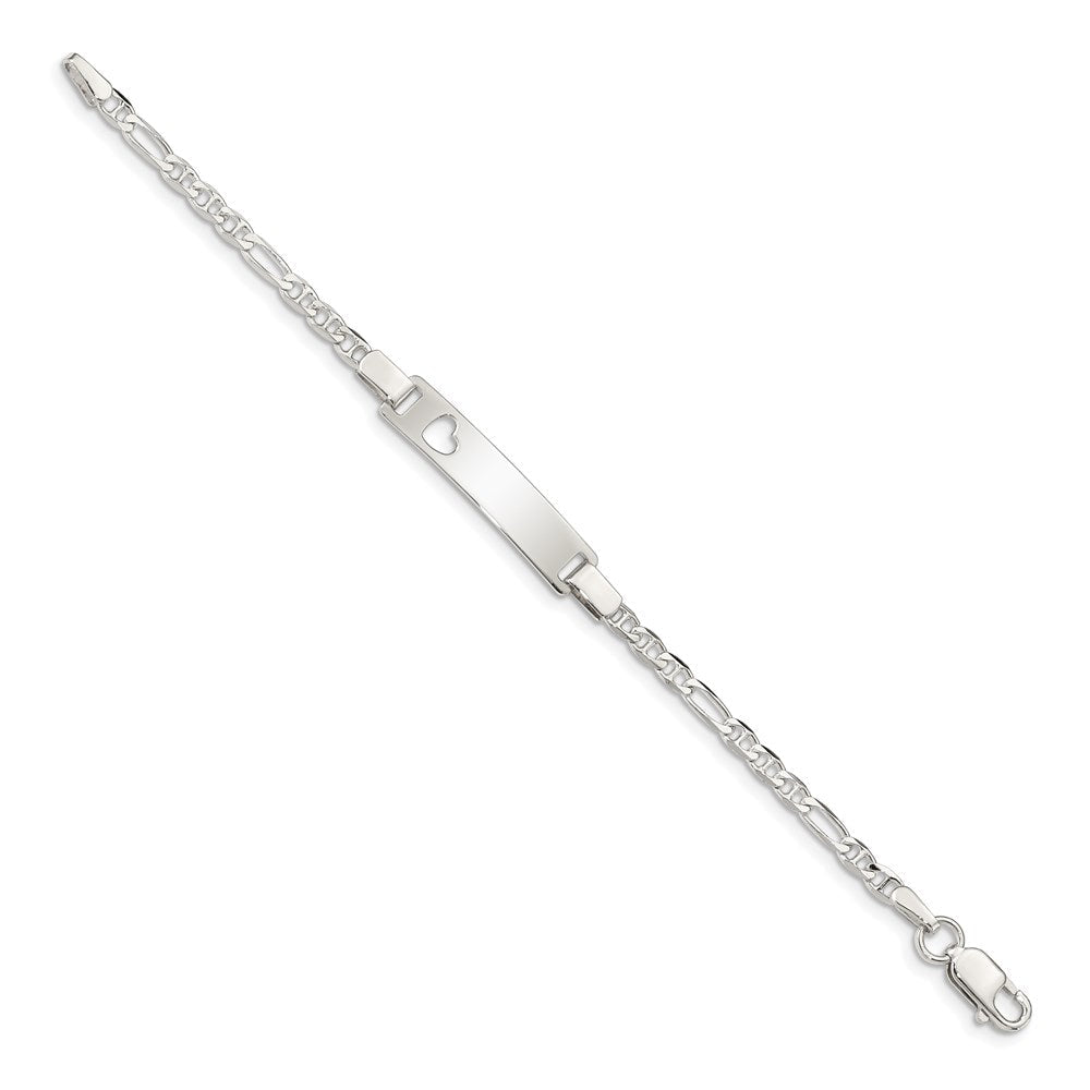 6 Zoll Sterlingsilber Baby Id mit Ausgeschnitten Herz Armband