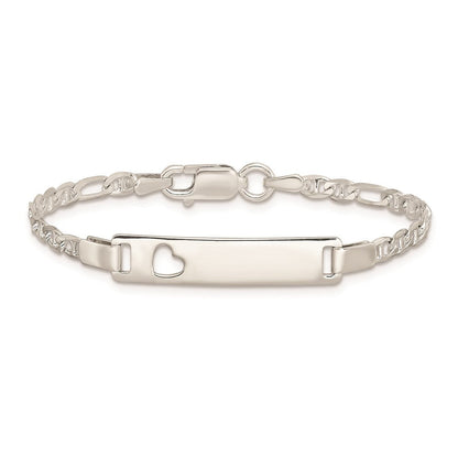 6 Zoll Sterlingsilber Baby Id mit Ausgeschnitten Herz Armband