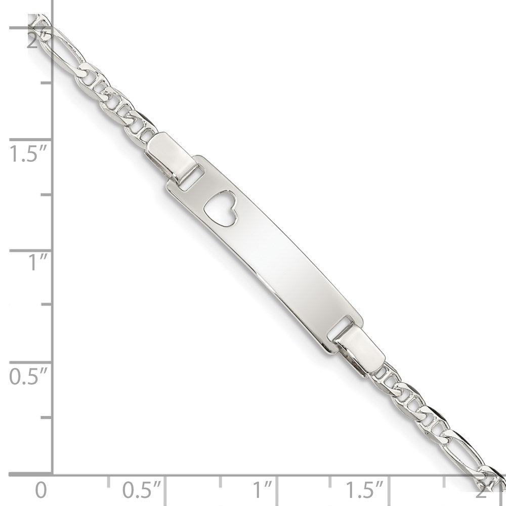6 Zoll Sterlingsilber Baby Id mit Ausgeschnitten Herz Armband