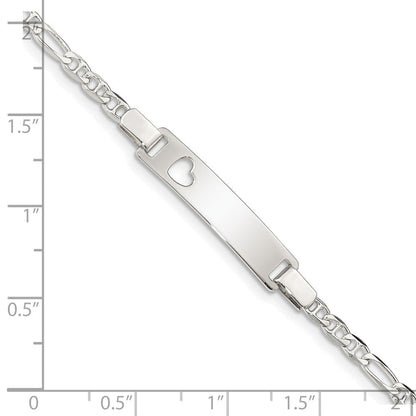 6 Zoll Sterlingsilber Baby Id mit Ausgeschnitten Herz Armband