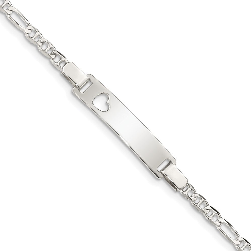 6 Zoll Sterlingsilber Baby Id mit Ausgeschnitten Herz Armband