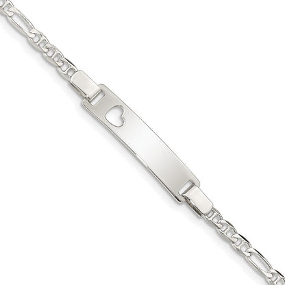 6 Zoll Sterlingsilber Baby Id mit Ausgeschnitten Herz Armband