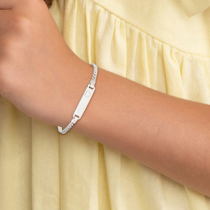 6 Zoll Sterlingsilber Baby Id mit Herz Armband