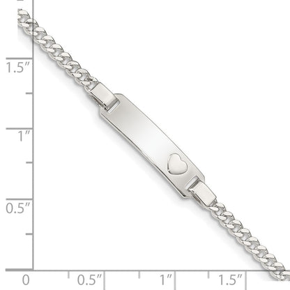 6 Zoll Sterlingsilber Baby Id mit Herz Armband
