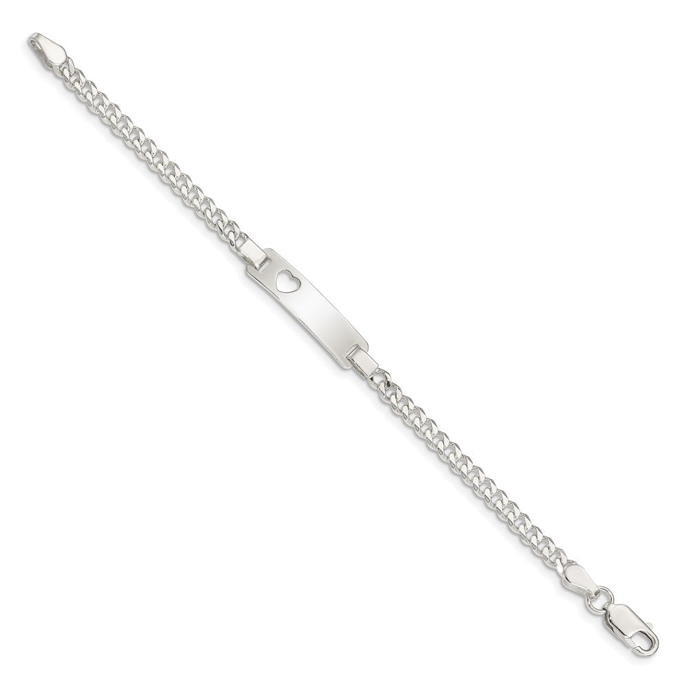 6 Zoll Sterlingsilber Baby Id mit Ausgeschnitten Herz Armband