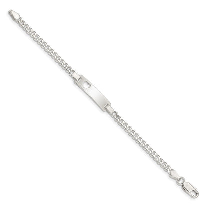 6 Zoll Sterlingsilber Baby Id mit Ausgeschnitten Herz Armband