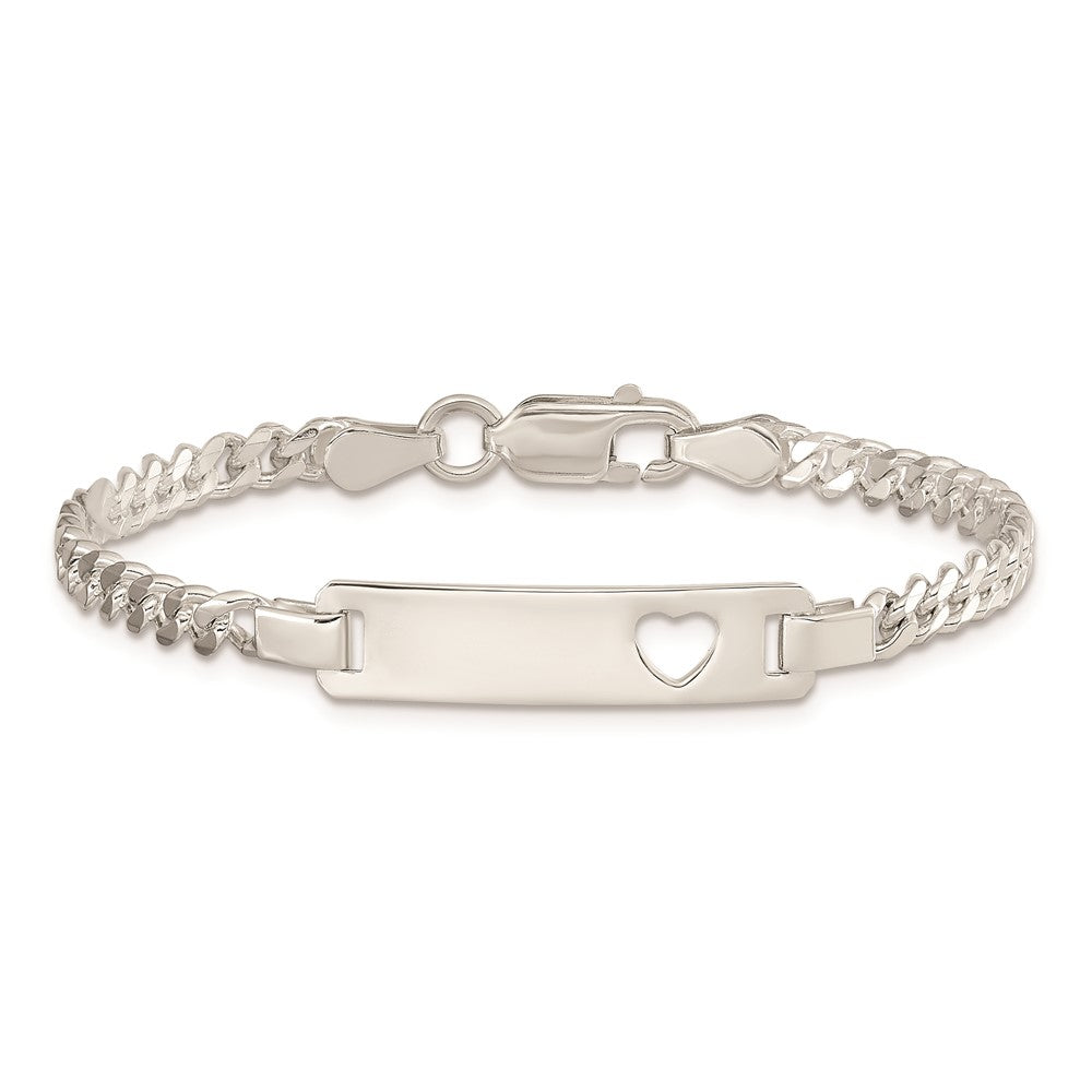 6 Zoll Sterlingsilber Baby Id mit Ausgeschnitten Herz Armband