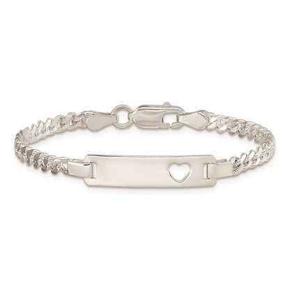6 Zoll Sterlingsilber Baby Id mit Ausgeschnitten Herz Armband