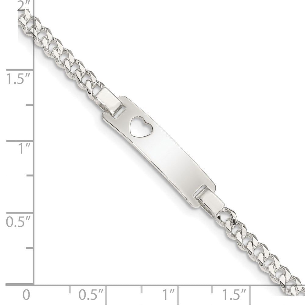 6 Zoll Sterlingsilber Baby Id mit Ausgeschnitten Herz Armband