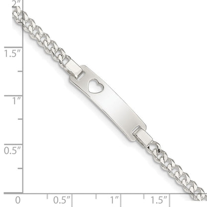6 Zoll Sterlingsilber Baby Id mit Ausgeschnitten Herz Armband
