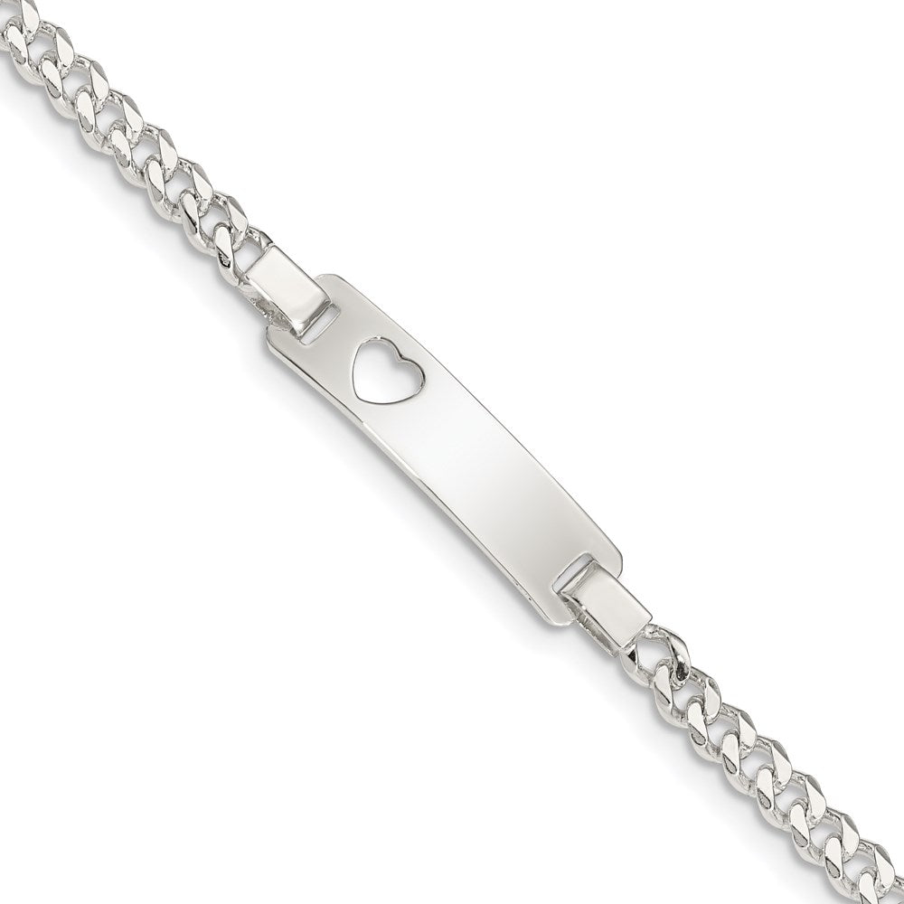 6 Zoll Sterlingsilber Baby Id mit Ausgeschnitten Herz Armband