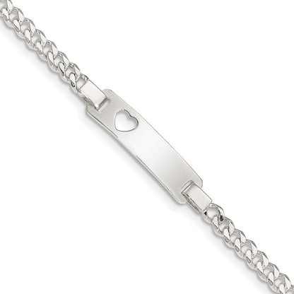 6 Zoll Sterlingsilber Baby Id mit Ausgeschnitten Herz Armband