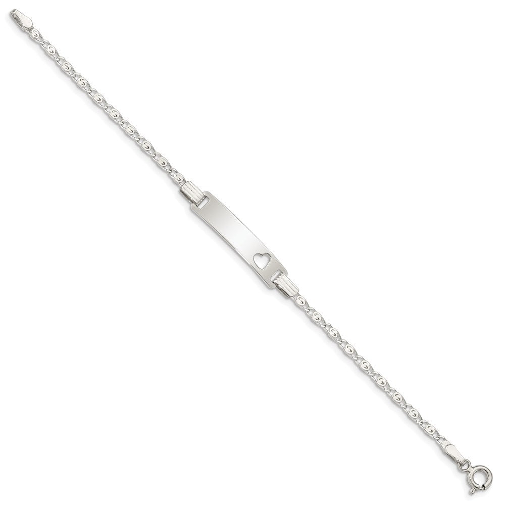 6 Zoll Sterlingsilber Baby Id mit Ausgeschnitten Herz Armband