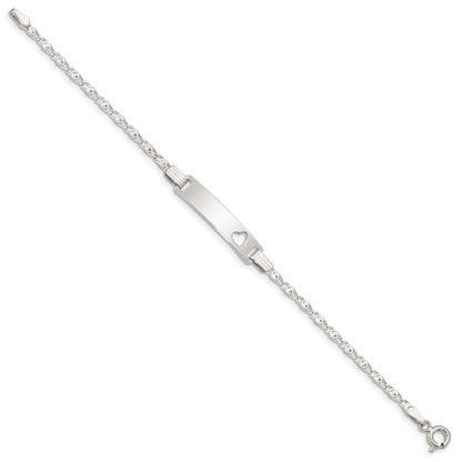 6 Zoll Sterlingsilber Baby Id mit Ausgeschnitten Herz Armband