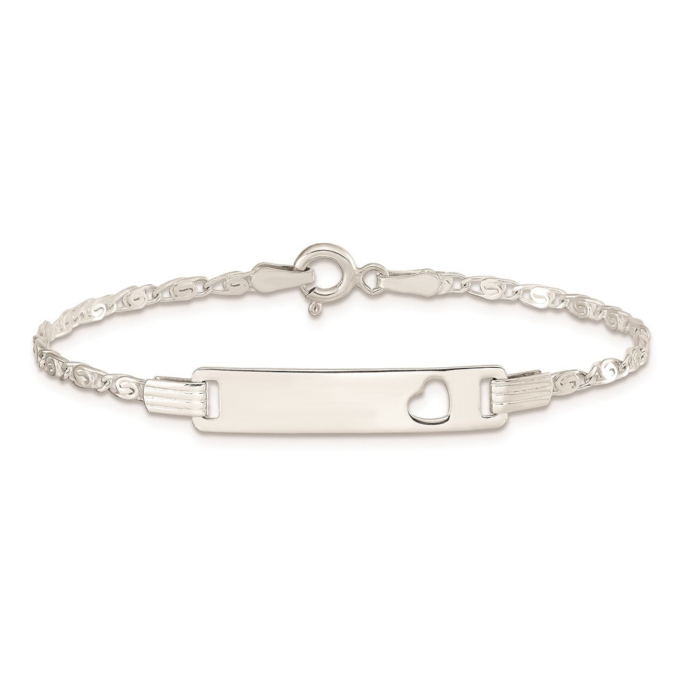 6 Zoll Sterlingsilber Baby Id mit Ausgeschnitten Herz Armband