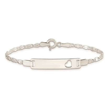 6 Zoll Sterlingsilber Baby Id mit Ausgeschnitten Herz Armband