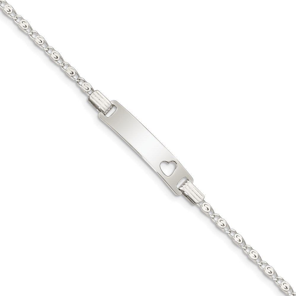 6 Zoll Sterlingsilber Baby Id mit Ausgeschnitten Herz Armband