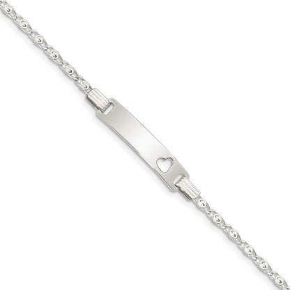 6 Zoll Sterlingsilber Baby Id mit Ausgeschnitten Herz Armband