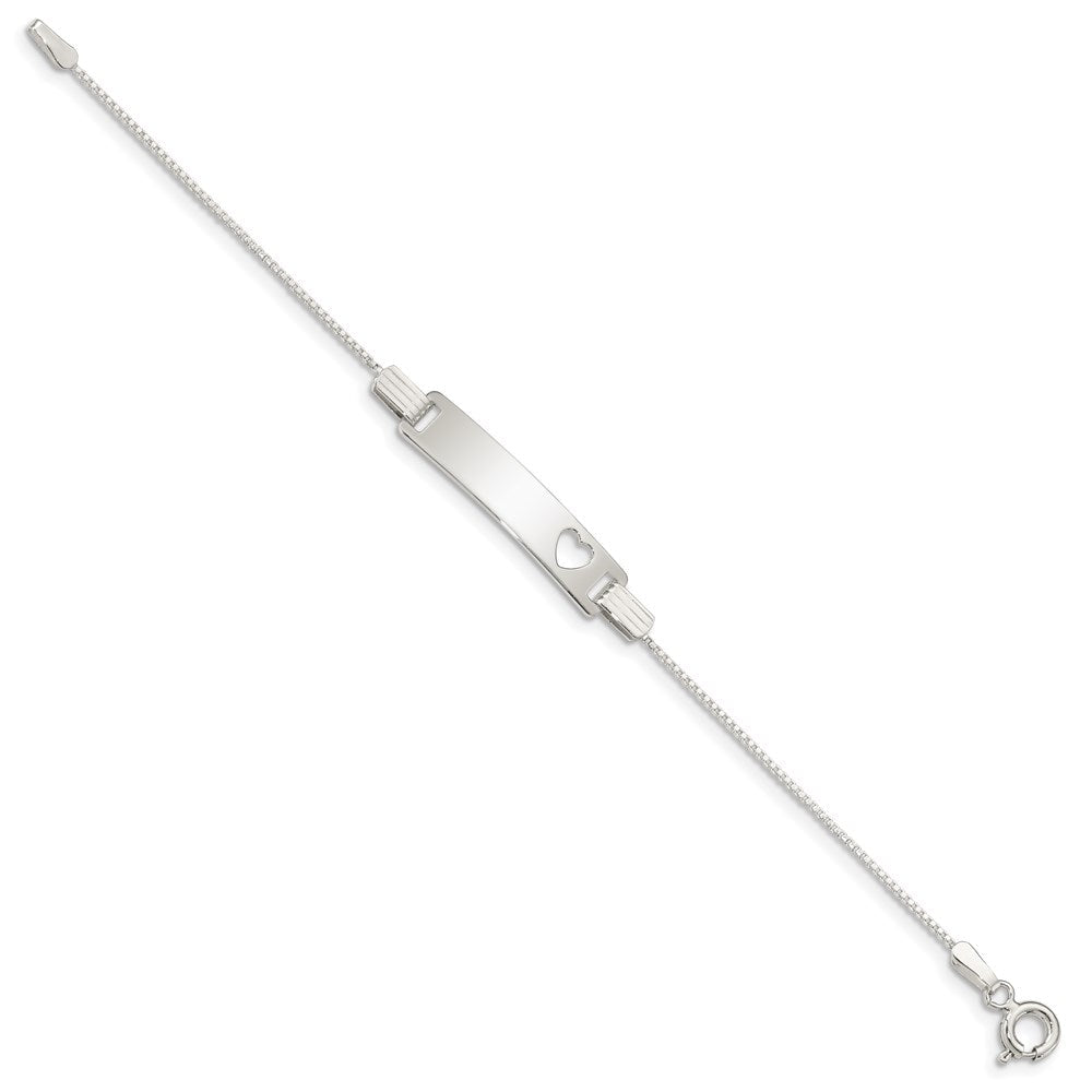 5.5 Zoll Sterlingsilber Baby Id mit Ausgeschnitten Herz Armband