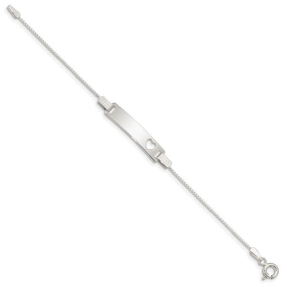 5.5 Zoll Sterlingsilber Baby Id mit Ausgeschnitten Herz Armband