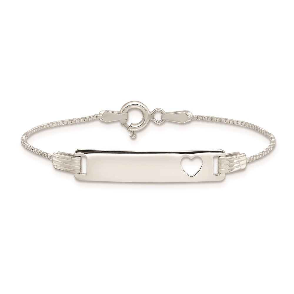 5.5 Zoll Sterlingsilber Baby Id mit Ausgeschnitten Herz Armband