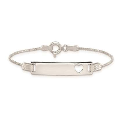 5.5 Zoll Sterlingsilber Baby Id mit Ausgeschnitten Herz Armband
