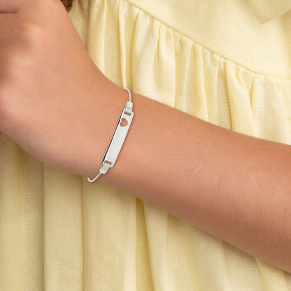 5.5 Zoll Sterlingsilber Baby Id mit Ausgeschnitten Herz Armband