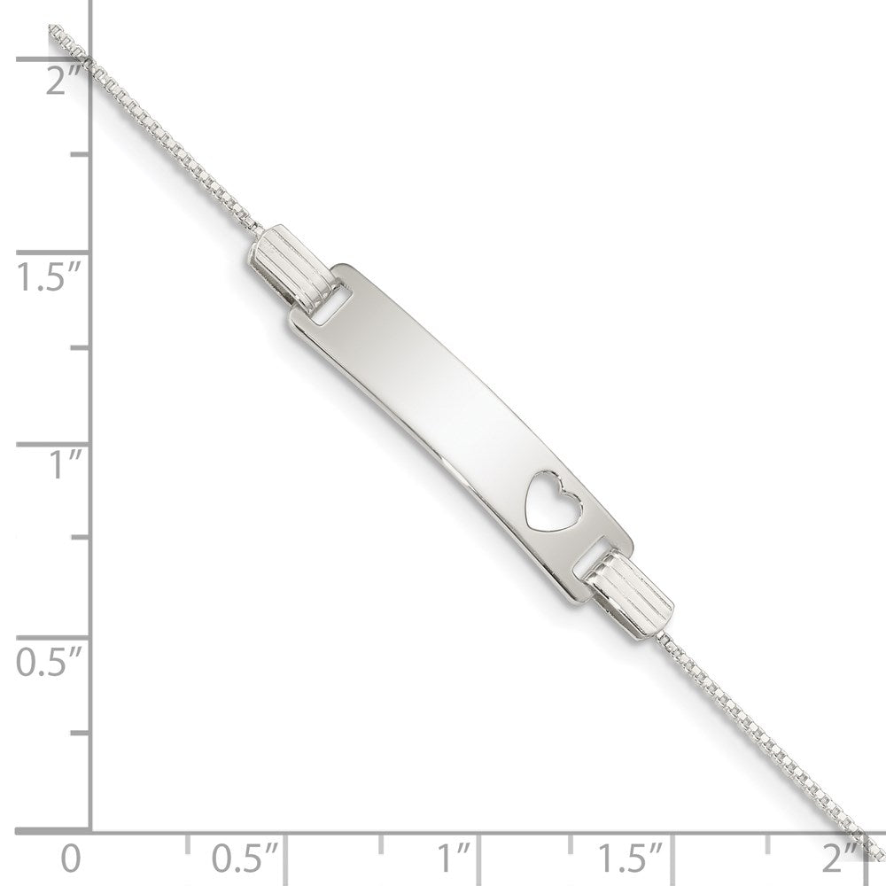 5.5 Zoll Sterlingsilber Baby Id mit Ausgeschnitten Herz Armband