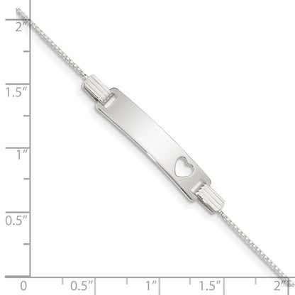 5.5 Zoll Sterlingsilber Baby Id mit Ausgeschnitten Herz Armband
