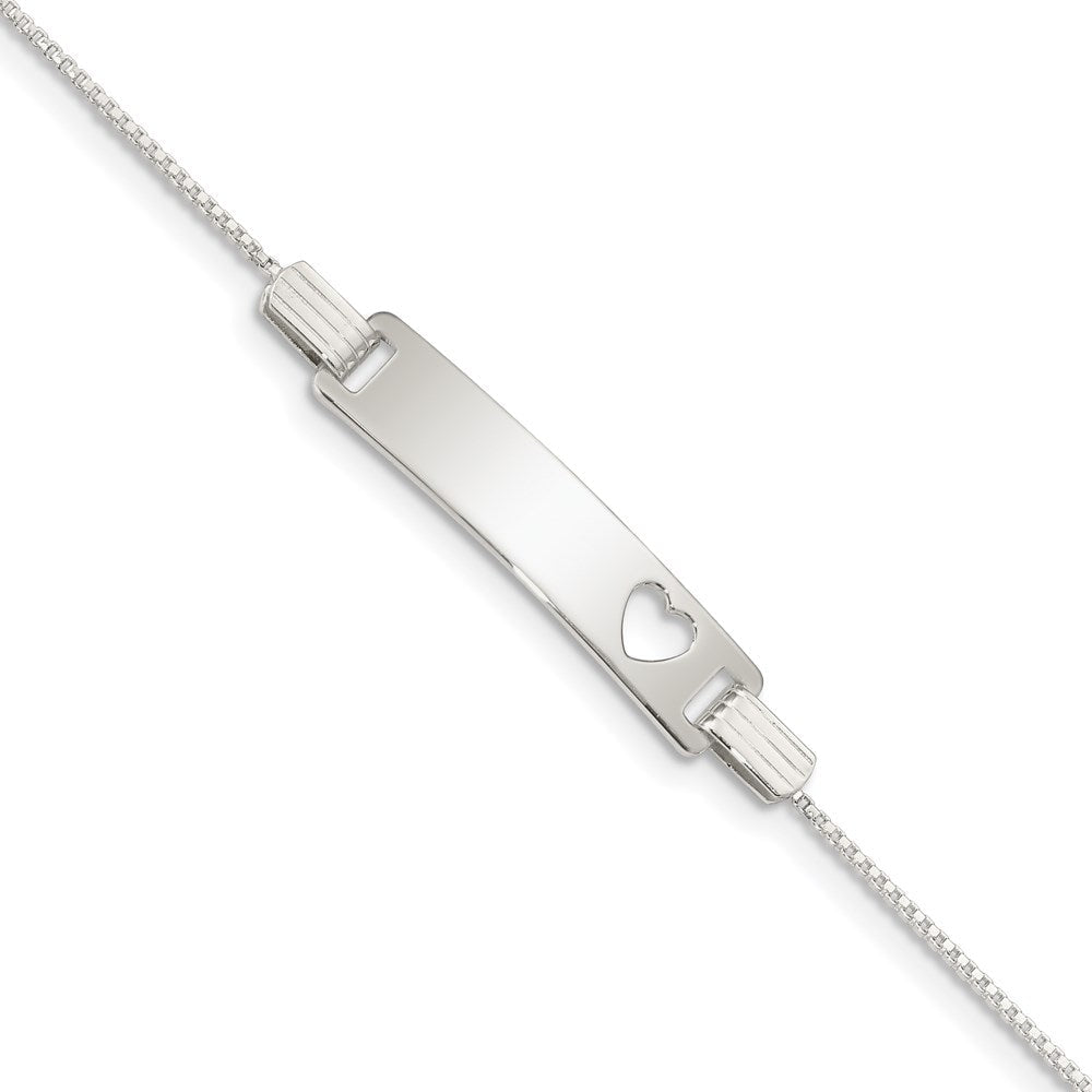 5.5 Zoll Sterlingsilber Baby Id mit Ausgeschnitten Herz Armband