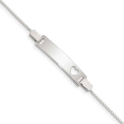5.5 Zoll Sterlingsilber Baby Id mit Ausgeschnitten Herz Armband