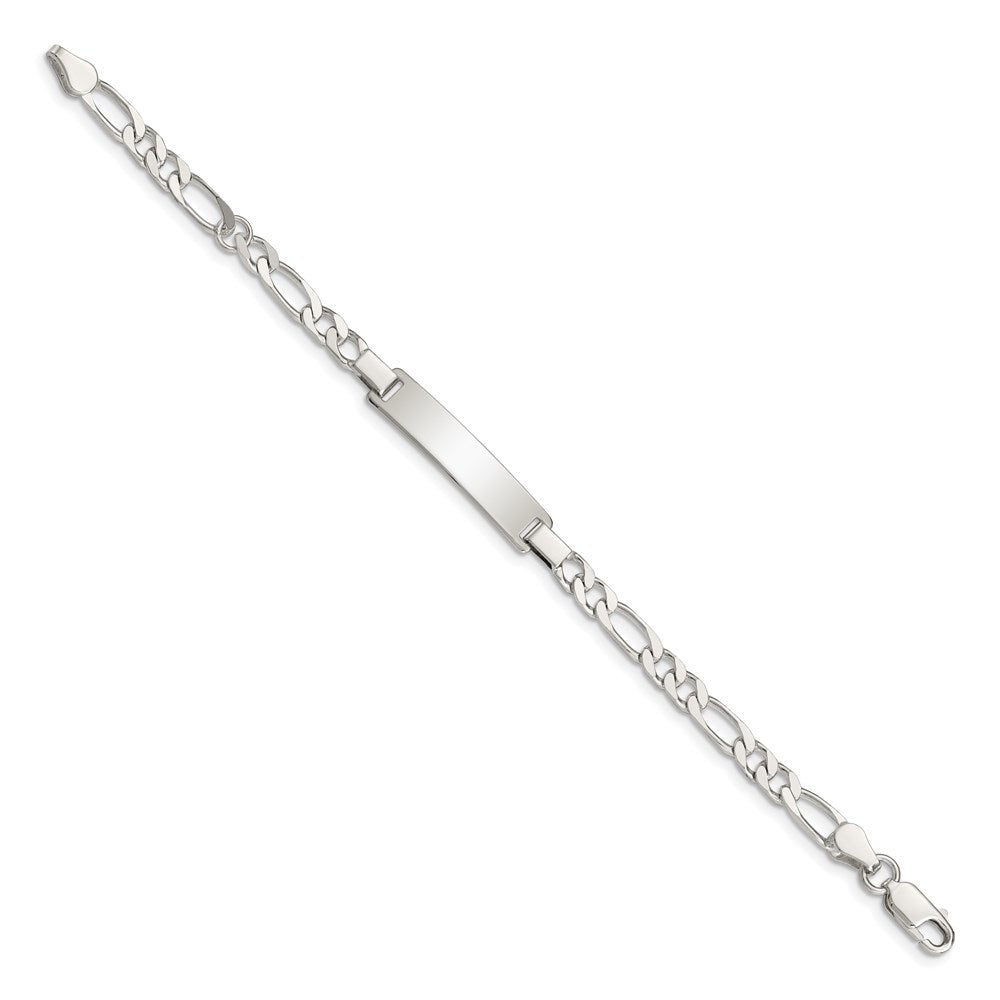 6 Zoll Sterlingsilber Gravierbar Childrens Id auf Figaro Glieder Armband