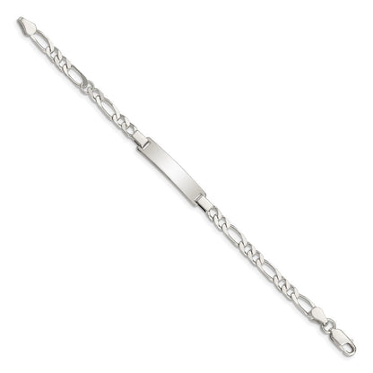 6 Zoll Sterlingsilber Gravierbar Childrens Id auf Figaro Glieder Armband