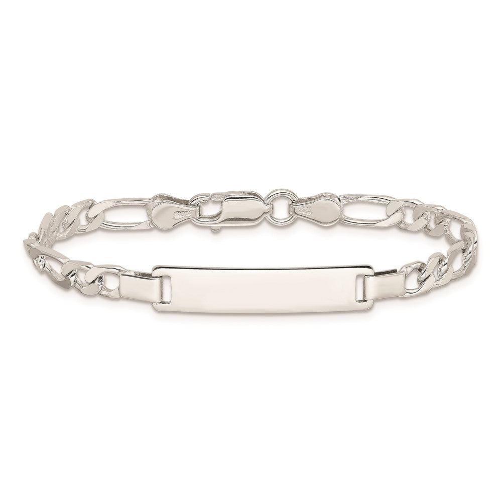 6 Zoll Sterlingsilber Gravierbar Childrens Id auf Figaro Glieder Armband