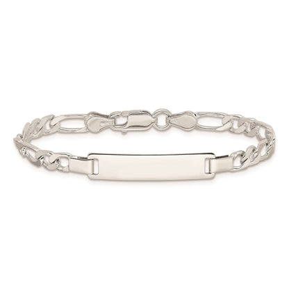 6 Zoll Sterlingsilber Gravierbar Childrens Id auf Figaro Glieder Armband