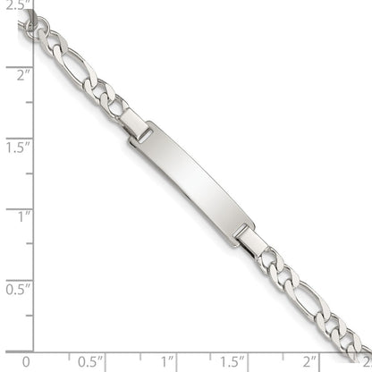 6 Zoll Sterlingsilber Gravierbar Childrens Id auf Figaro Glieder Armband