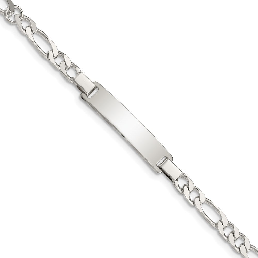6 Zoll Sterlingsilber Gravierbar Childrens Id auf Figaro Glieder Armband