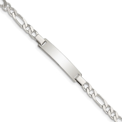 6 Zoll Sterlingsilber Gravierbar Childrens Id auf Figaro Glieder Armband