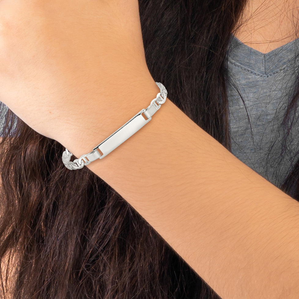 Sterlingsilber Gravierbar Childrens Id Anker Glieder Armband