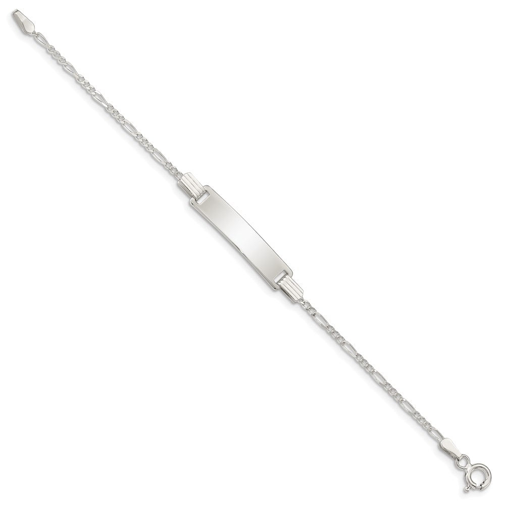 Sterlingsilber Gravierbar Childrens Id auf Figaro Glieder Armband