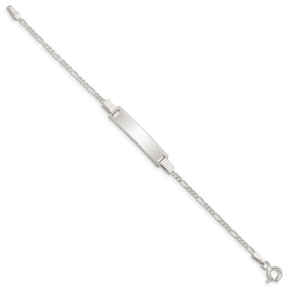 Sterlingsilber Gravierbar Childrens Id auf Figaro Glieder Armband