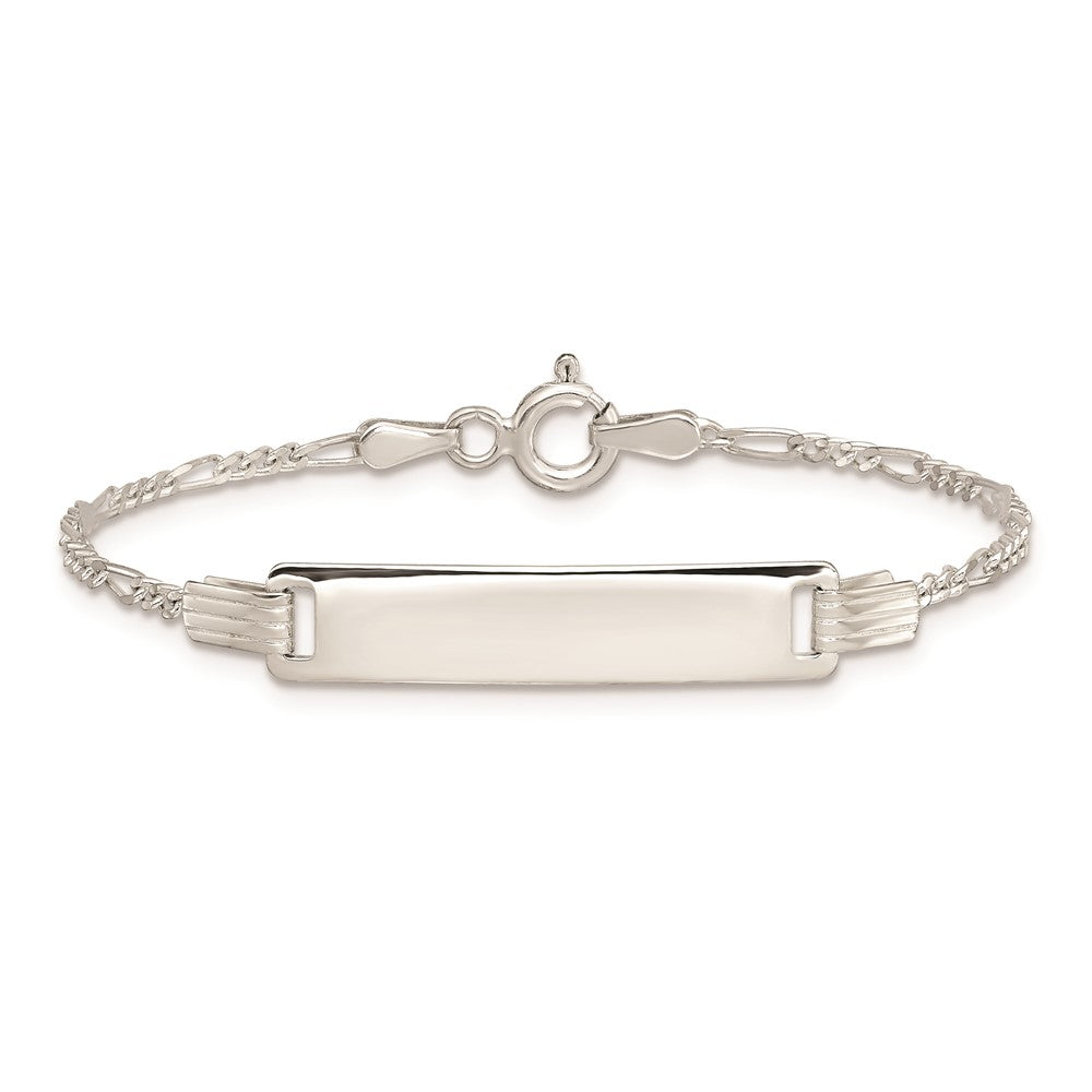 Sterlingsilber Gravierbar Childrens Id auf Figaro Glieder Armband