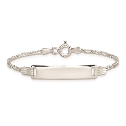 Sterlingsilber Gravierbar Childrens Id auf Figaro Glieder Armband
