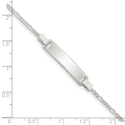 Sterlingsilber Gravierbar Childrens Id auf Figaro Glieder Armband