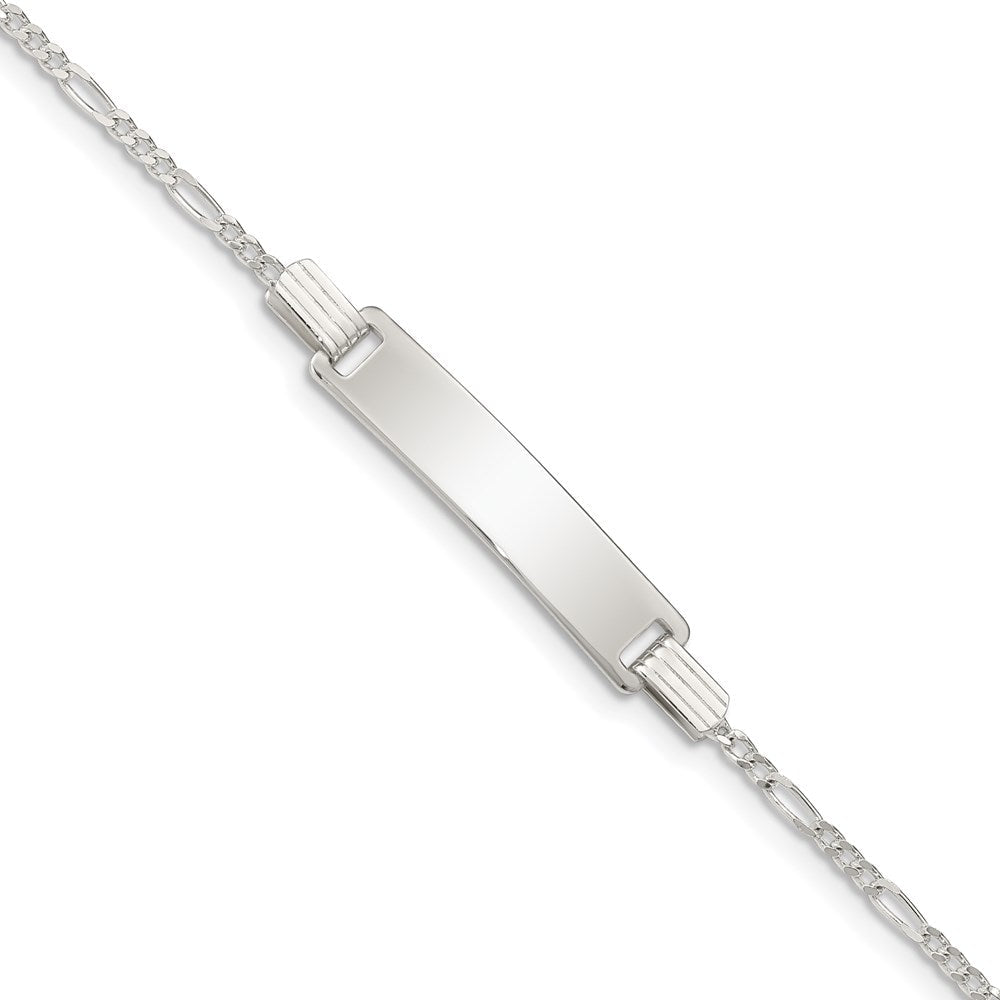 Sterlingsilber Gravierbar Childrens Id auf Figaro Glieder Armband