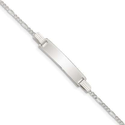 Sterlingsilber Gravierbar Childrens Id auf Figaro Glieder Armband